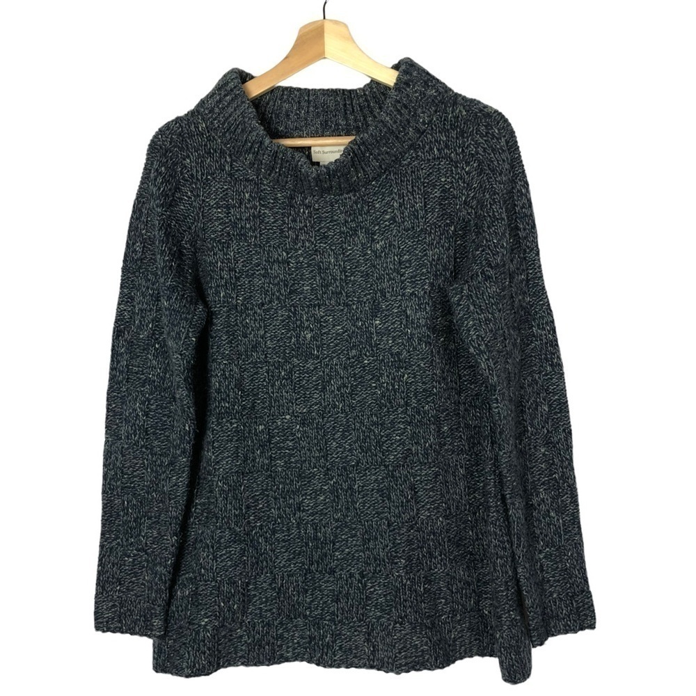 Soft Surroundings Marled‎ Blue Pullover Wool Sweater M